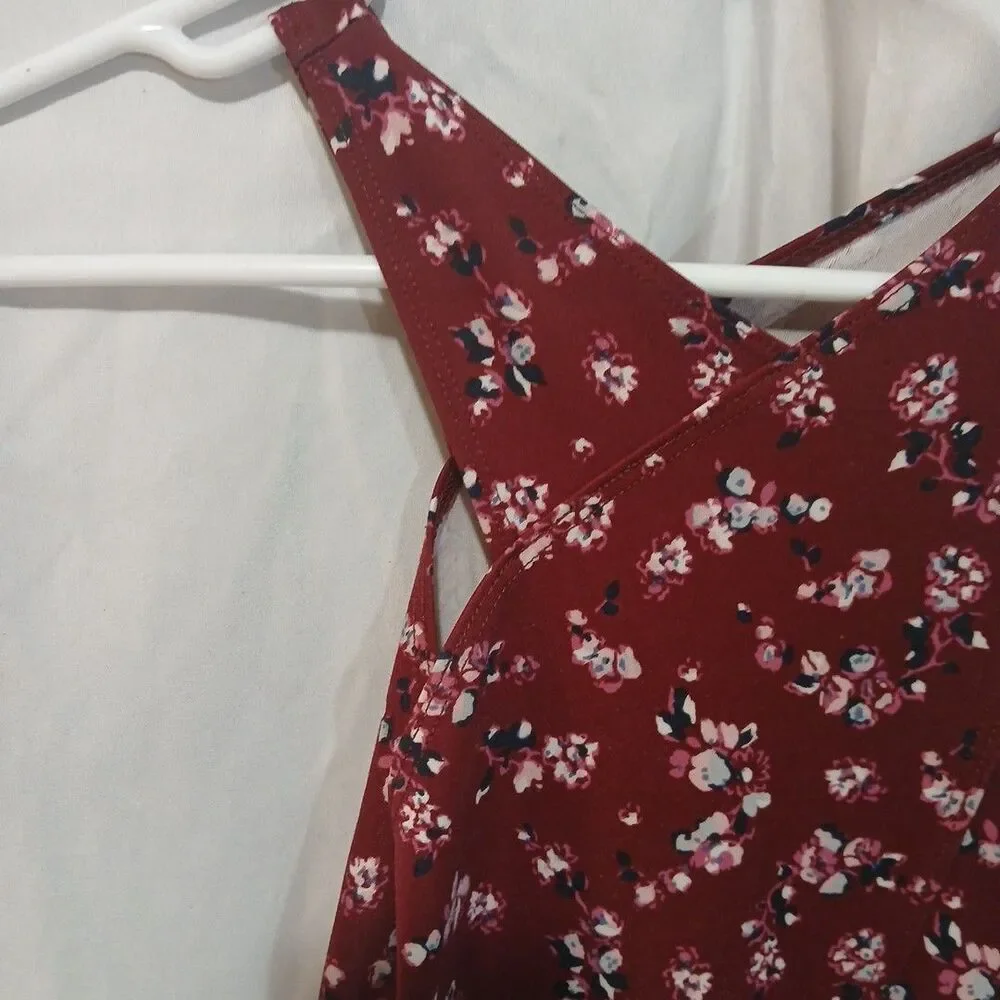 Abercrombie Kids Girls Maroon Floral print Holiday Dress, Sleeveless, Size 12